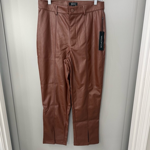 Wildfox Princess Seams Split Hem Faux Leather Pants size large NWT - Picture 2 of 5